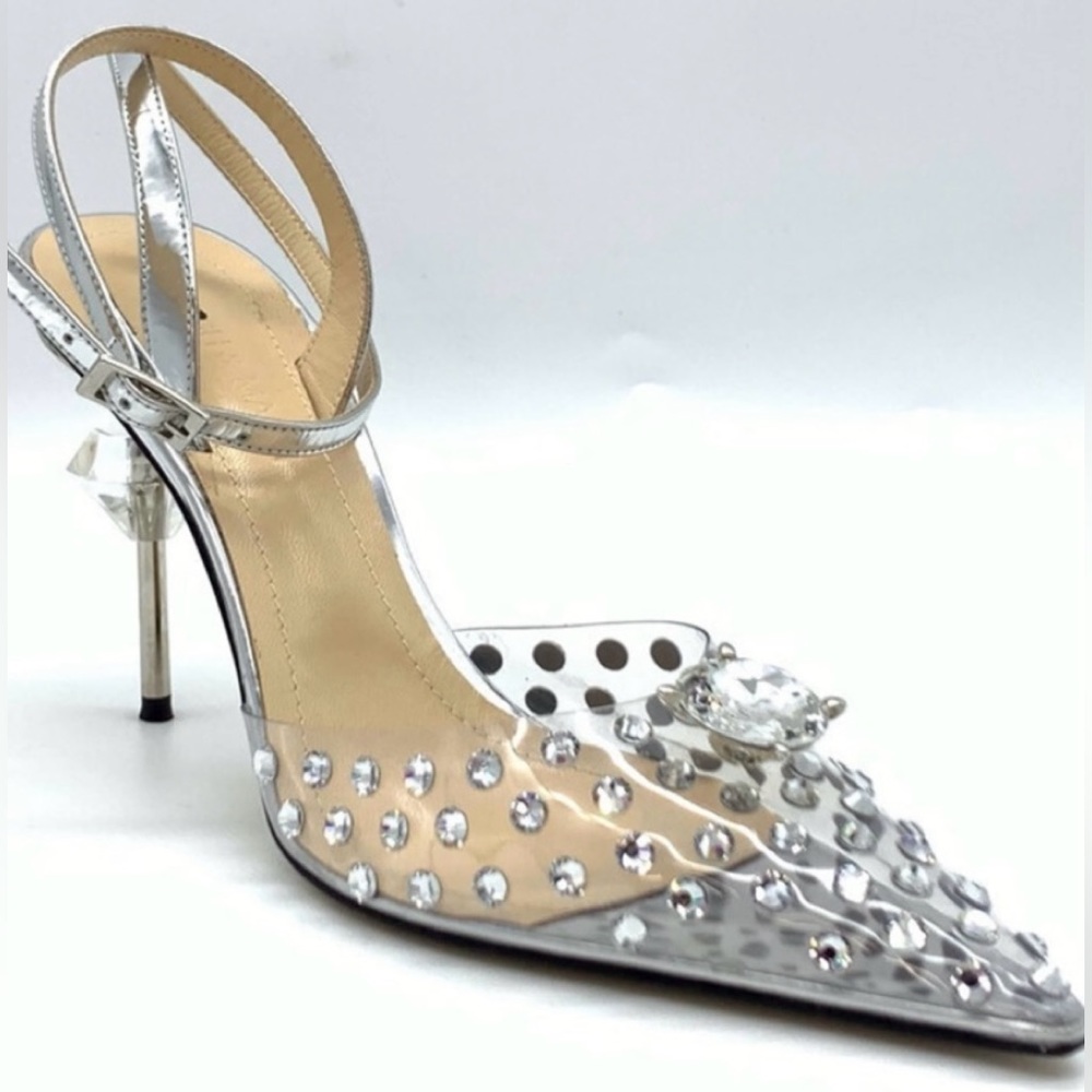 Mach & Mach Double Diamond Metallic Leather and PVC pump size 9